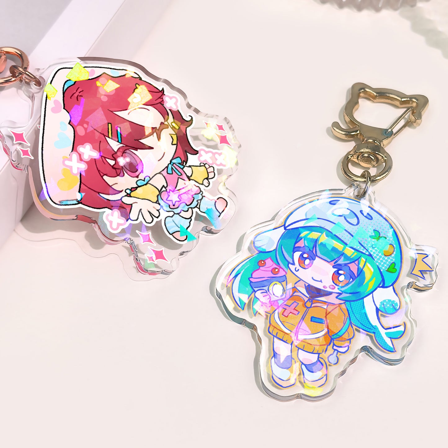Glitter Epoxy Holographic Keychains