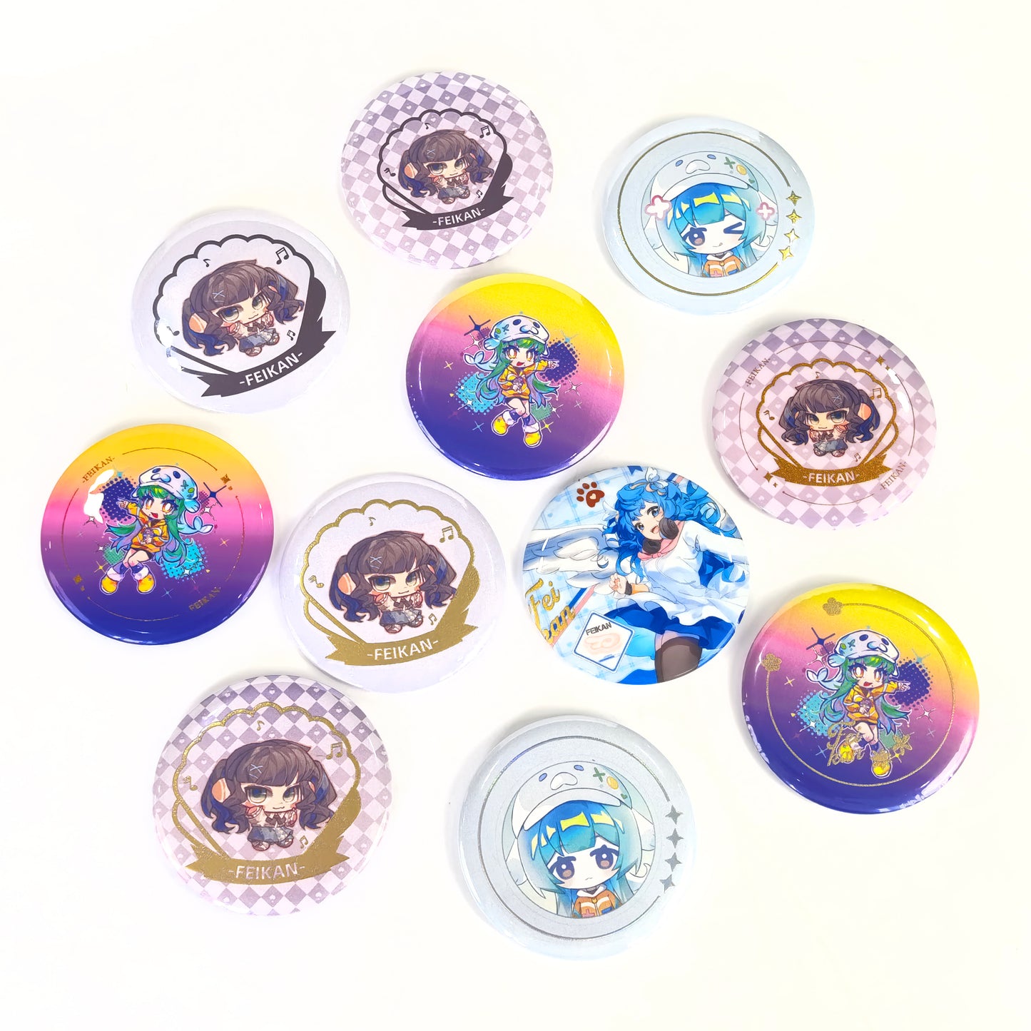 Custom Round Glitter HolographicButton Pins