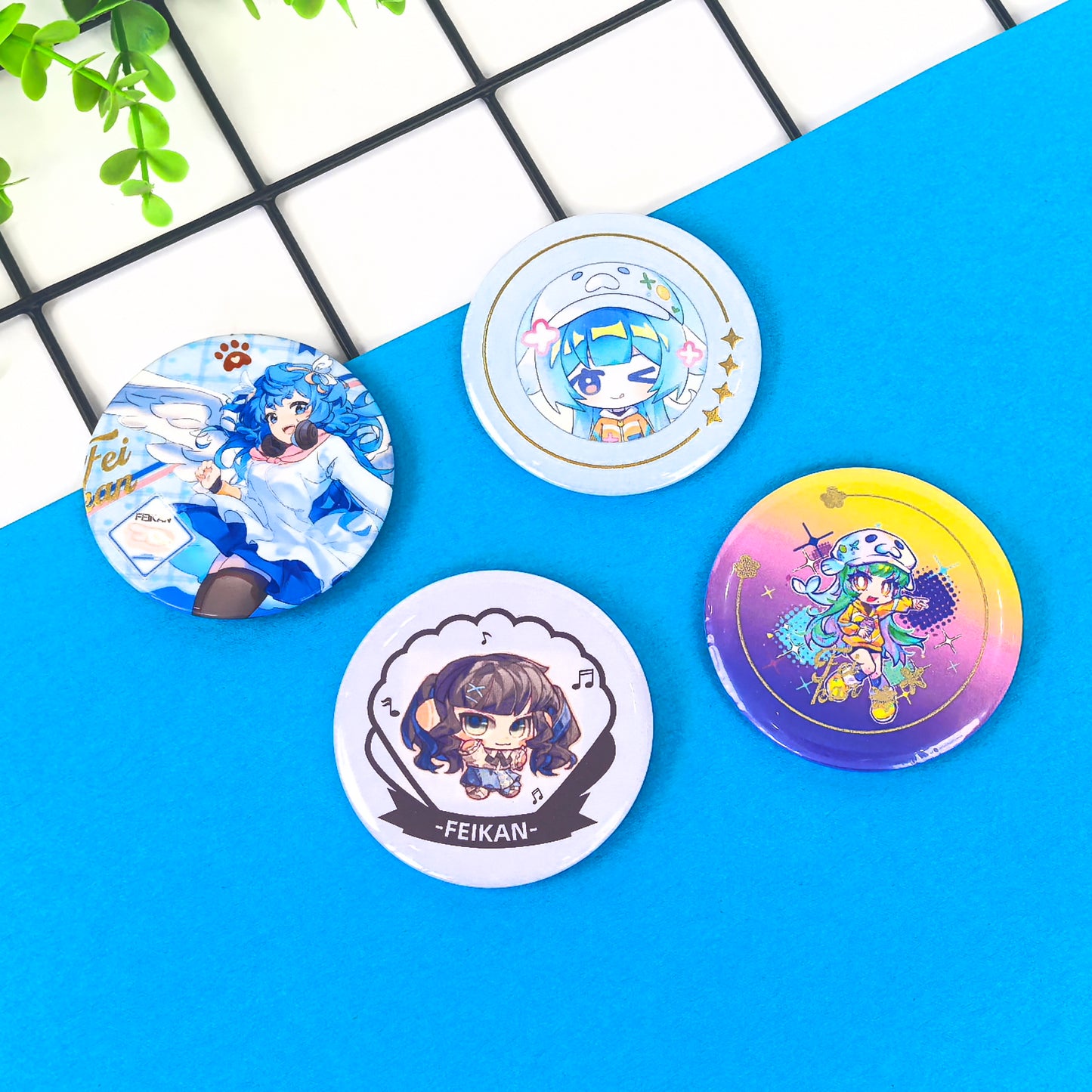 Custom Raised Foil Printing Cold FoilStamping Glitter Holographic Button Pins