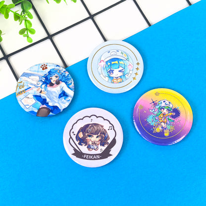 Custom Raised Foil Printing Cold FoilStamping Glitter Holographic Button Pins