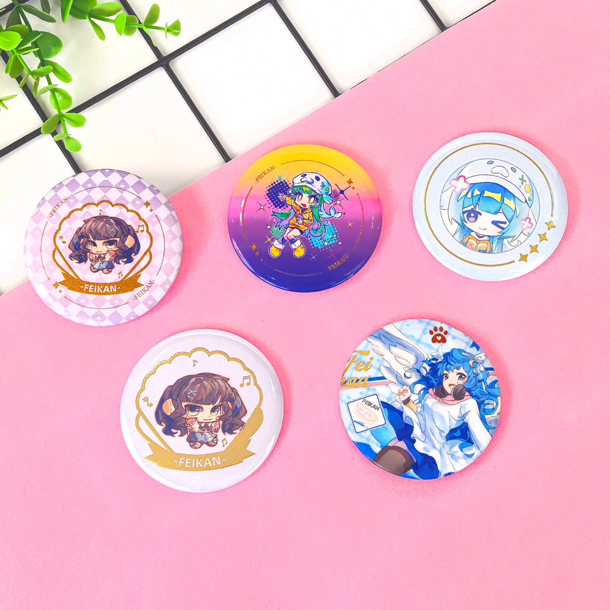 Custom Raised Foil Printing Cold FoilStamping Glitter Holographic Button Pins