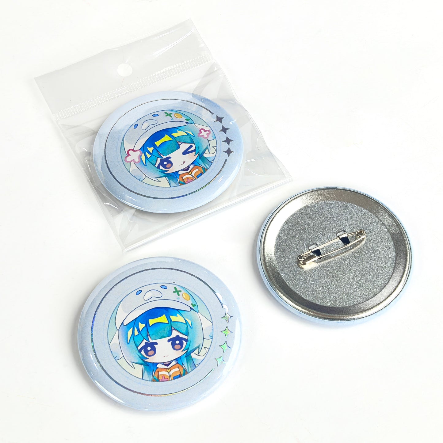 Custom Round Glitter HolographicButton Pins