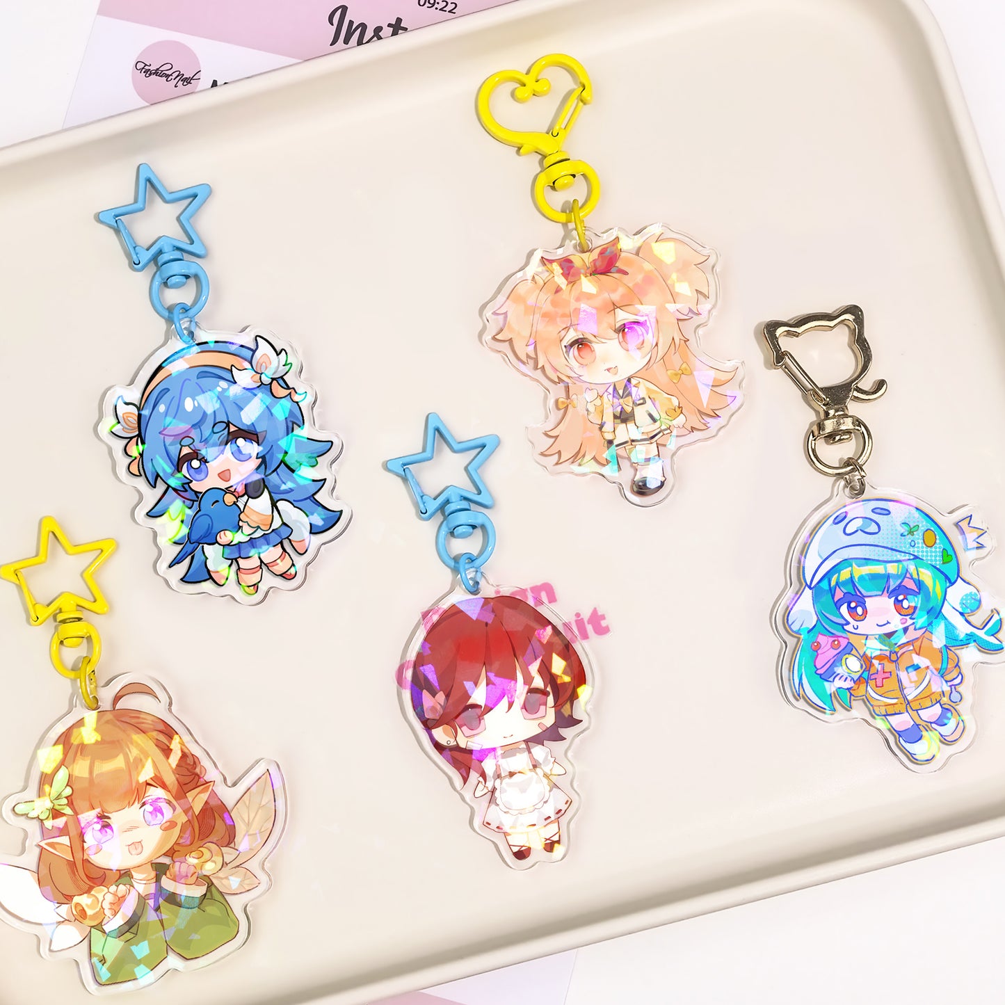 Glitter Epoxy Holographic Keychains