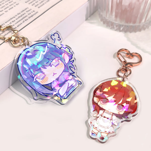 Glitter Epoxy Holographic Keychains