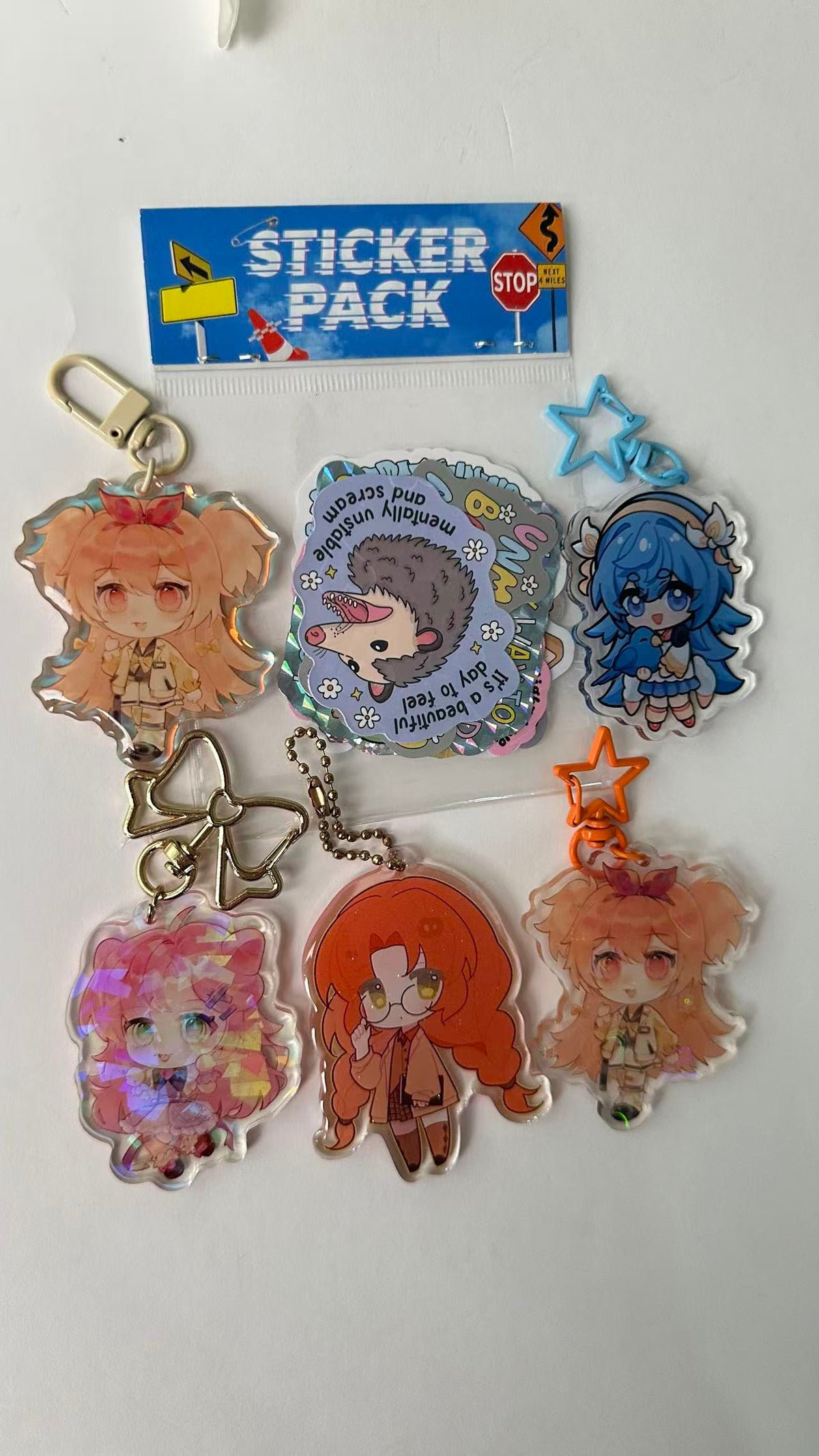 Sticker and custom keychain sample pack