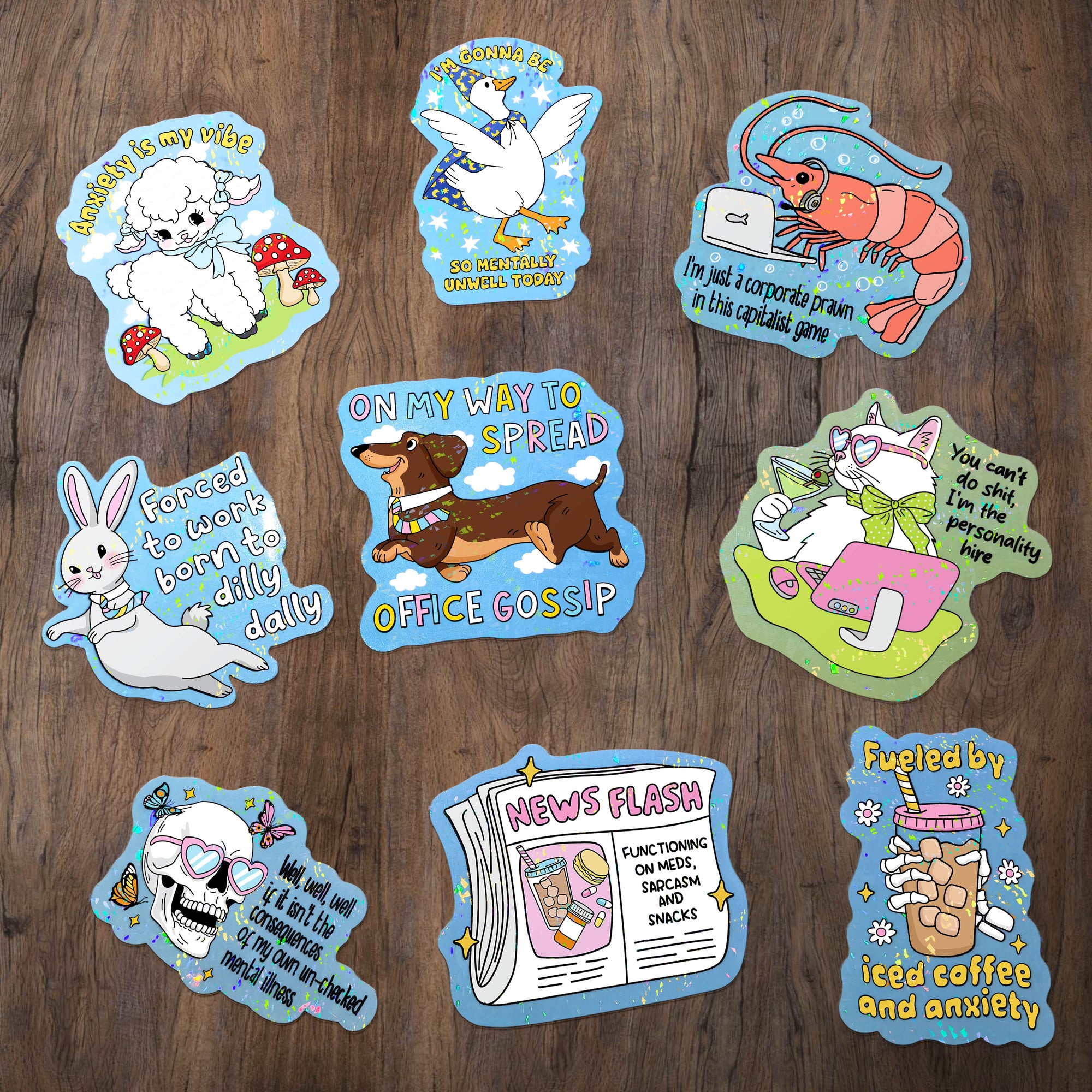 Holographic Broken Glass Stickers — Dazzling and Dynamic